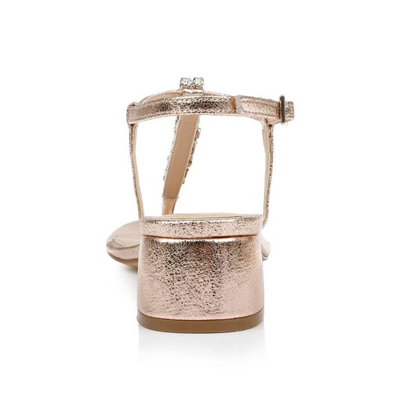 JEWEL BADGLEY MISCHKA Women's Gold Dasha Embellished T-Strap Solid Thong Sandal - Picture 3 of 4